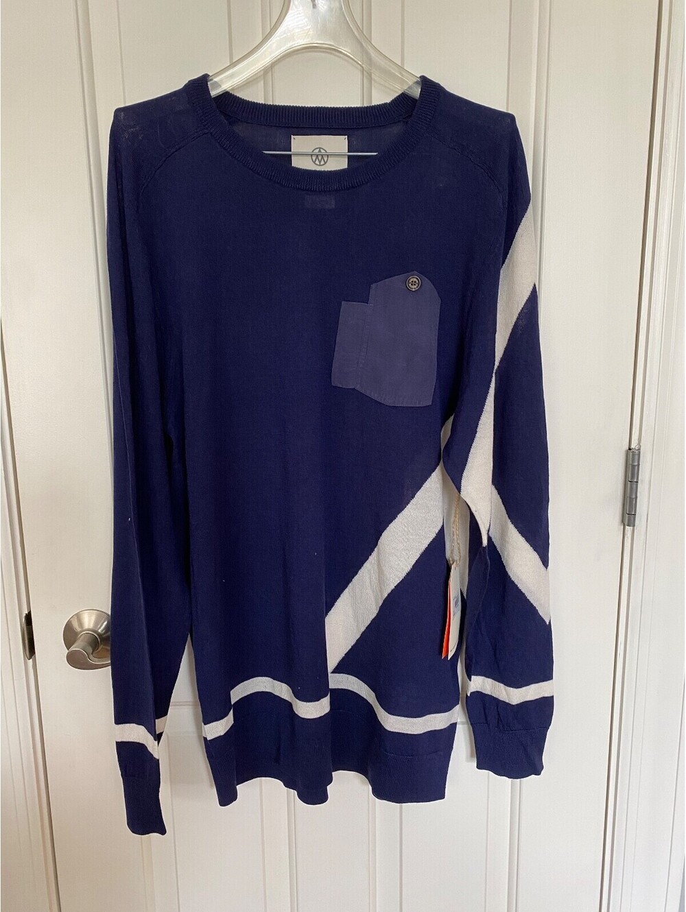 Alps & Meters NWT Touring Knit Sweater Men's Navy Merino Wool Large